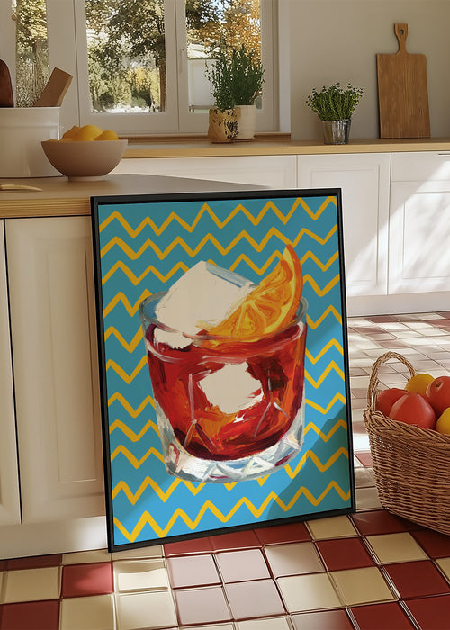 Negroni Blue - Framed poster in an interior