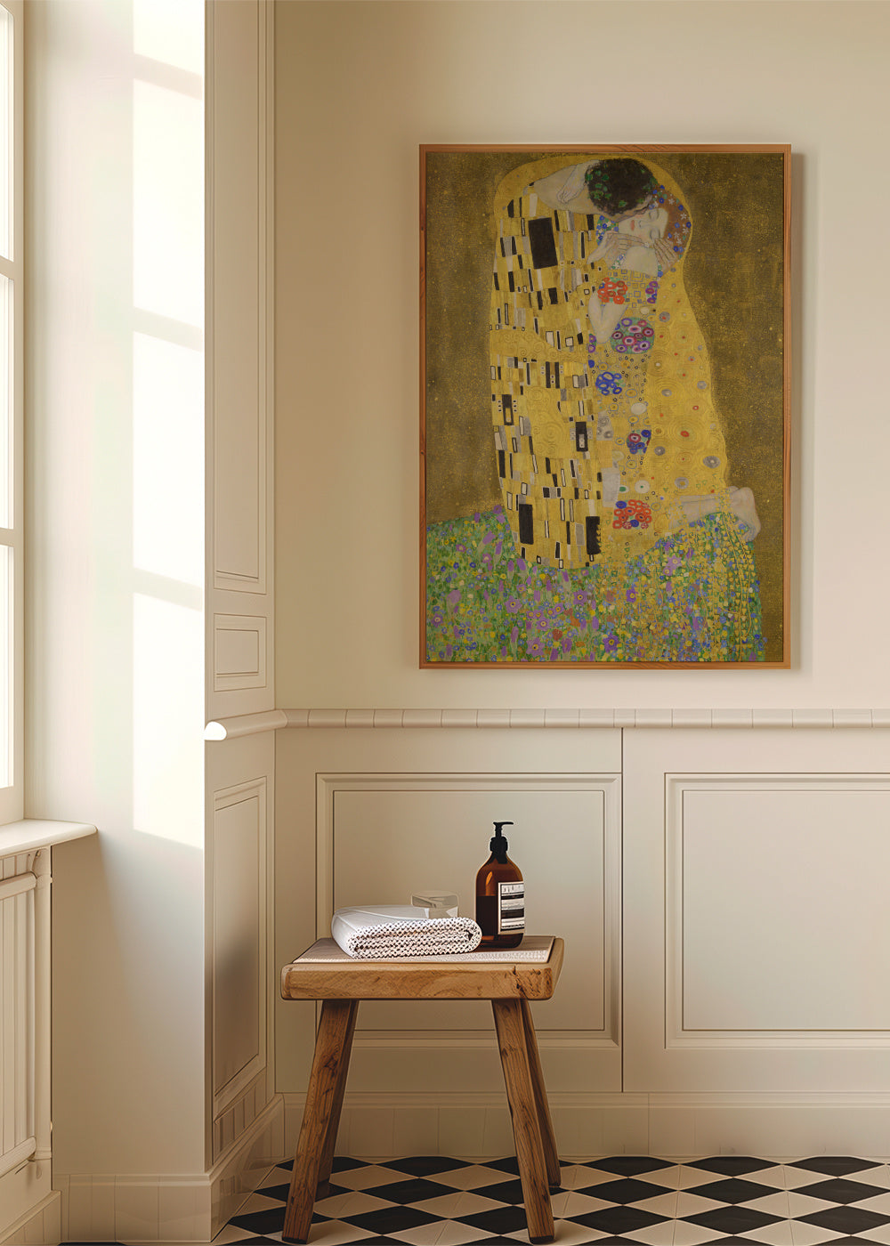 The Kiss - Gustav Klimt - Framed poster in an interior