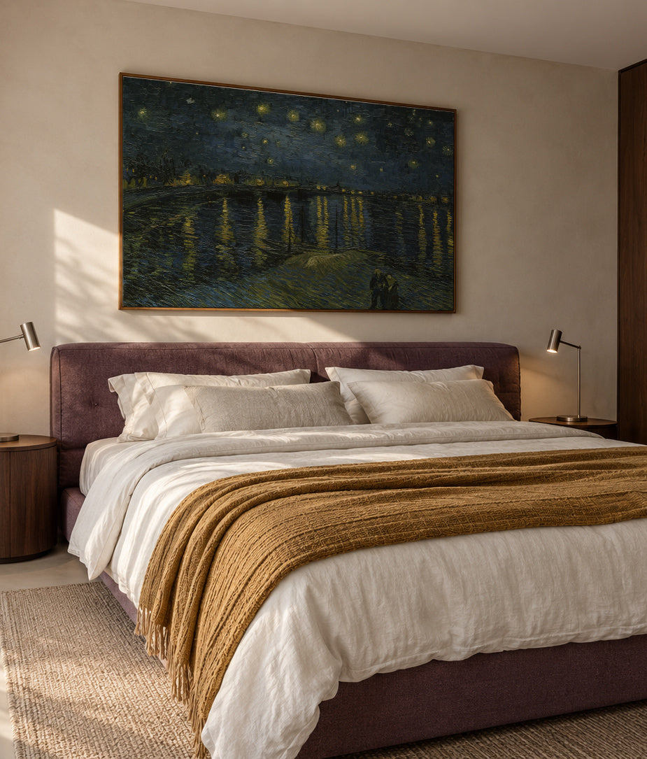 Starry Night over the Rhone - Van Gogh - Framed canvas in an interior