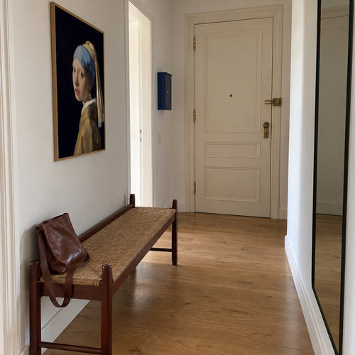 Girl with a pearl earring - Johannes Vermeer - Framed poster in an interior