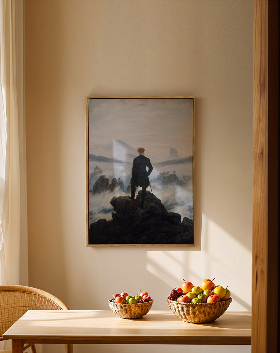 Wanderer Above the Sea of Fog - Caspar David Friedrich - Framed canvas in an interior