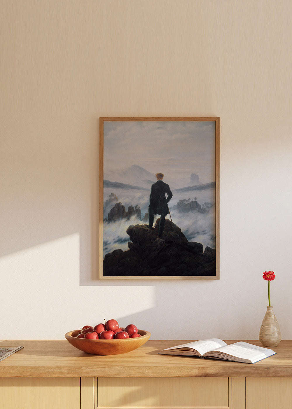 Wanderer Above the Sea of Fog - Caspar David Friedrich - Framed poster in an interior