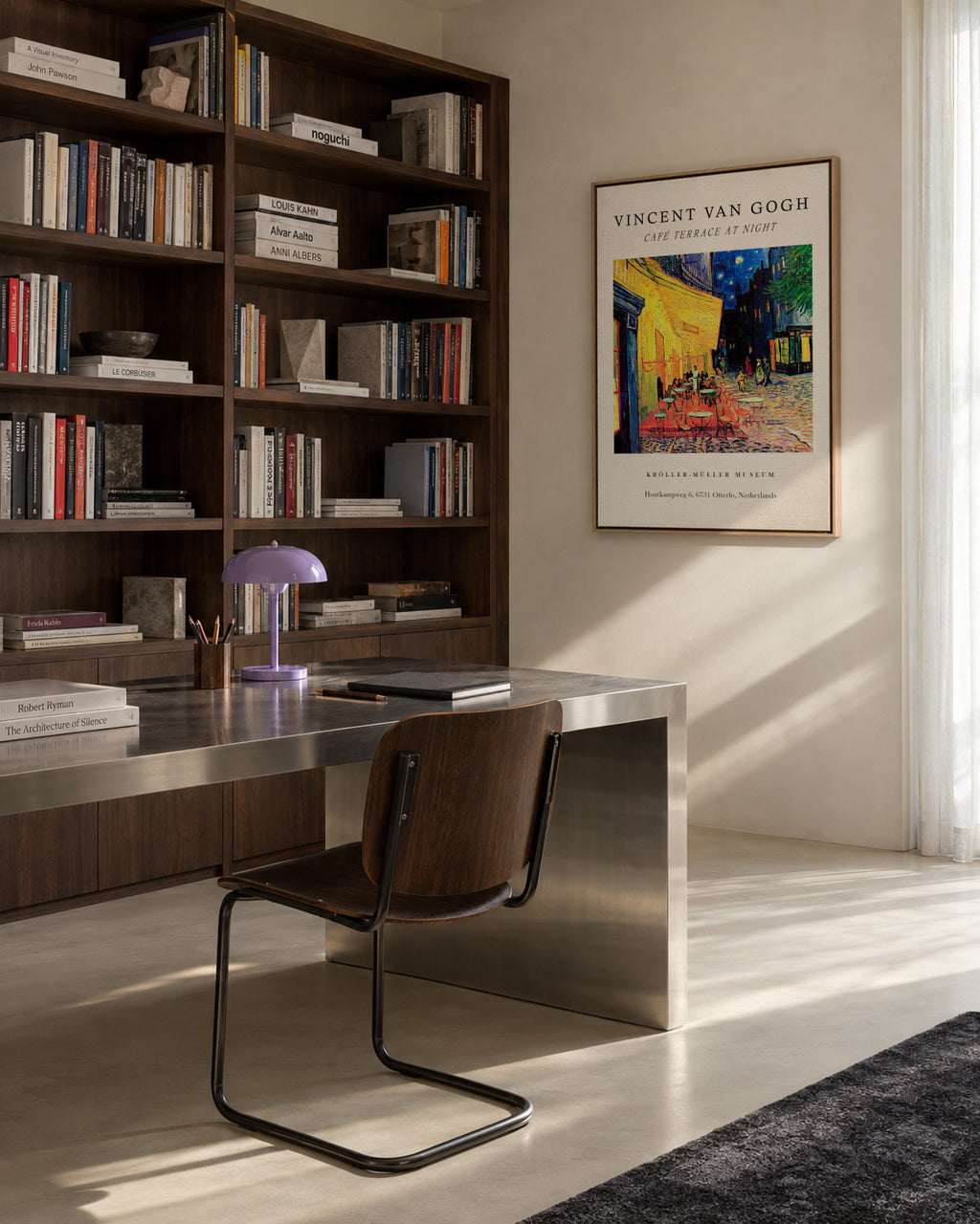 Café Terrace at Night Exhibition - Van Gogh - Framed canvas in an interior