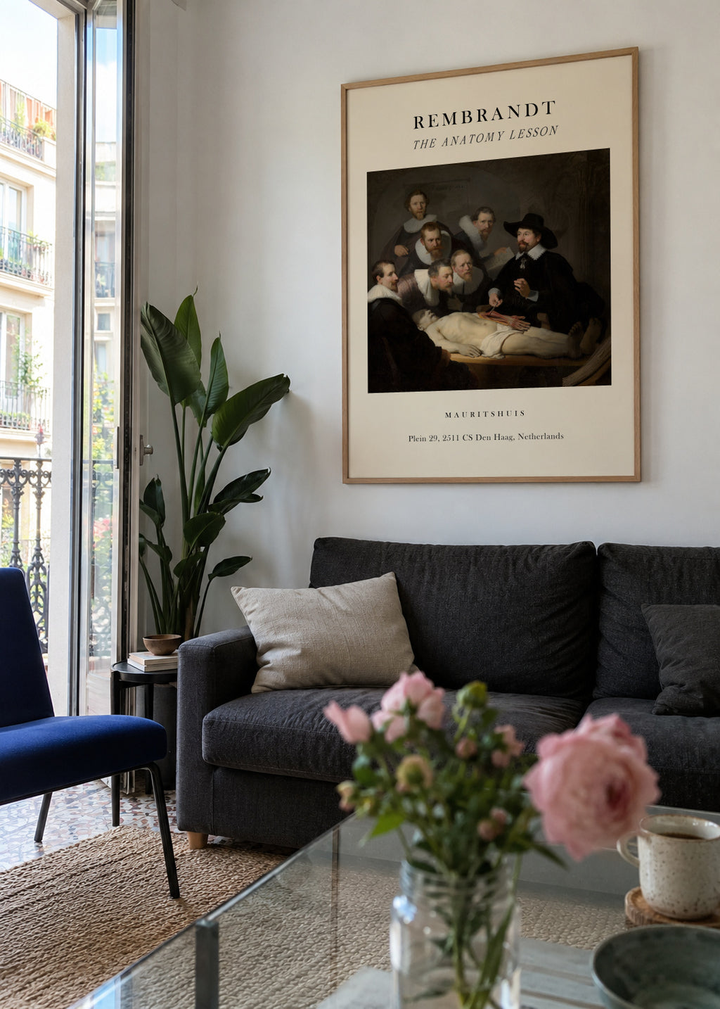 The Anatomy Lesson of Dr Nicolaes Tulp Exhibition - Rembrandt - Framed poster in an interior