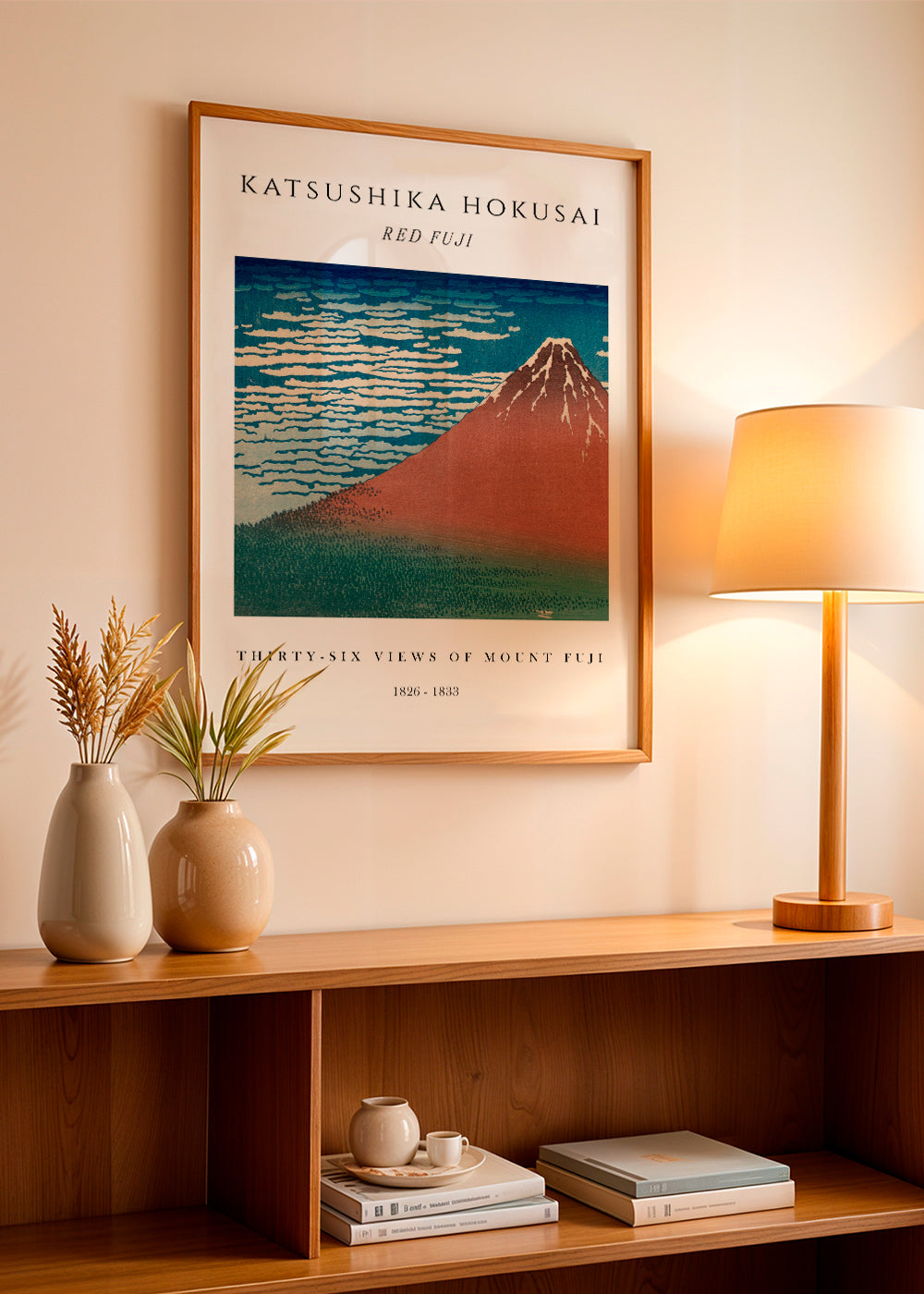 Red Fuji Exhibition White - Katsushika Hokusai