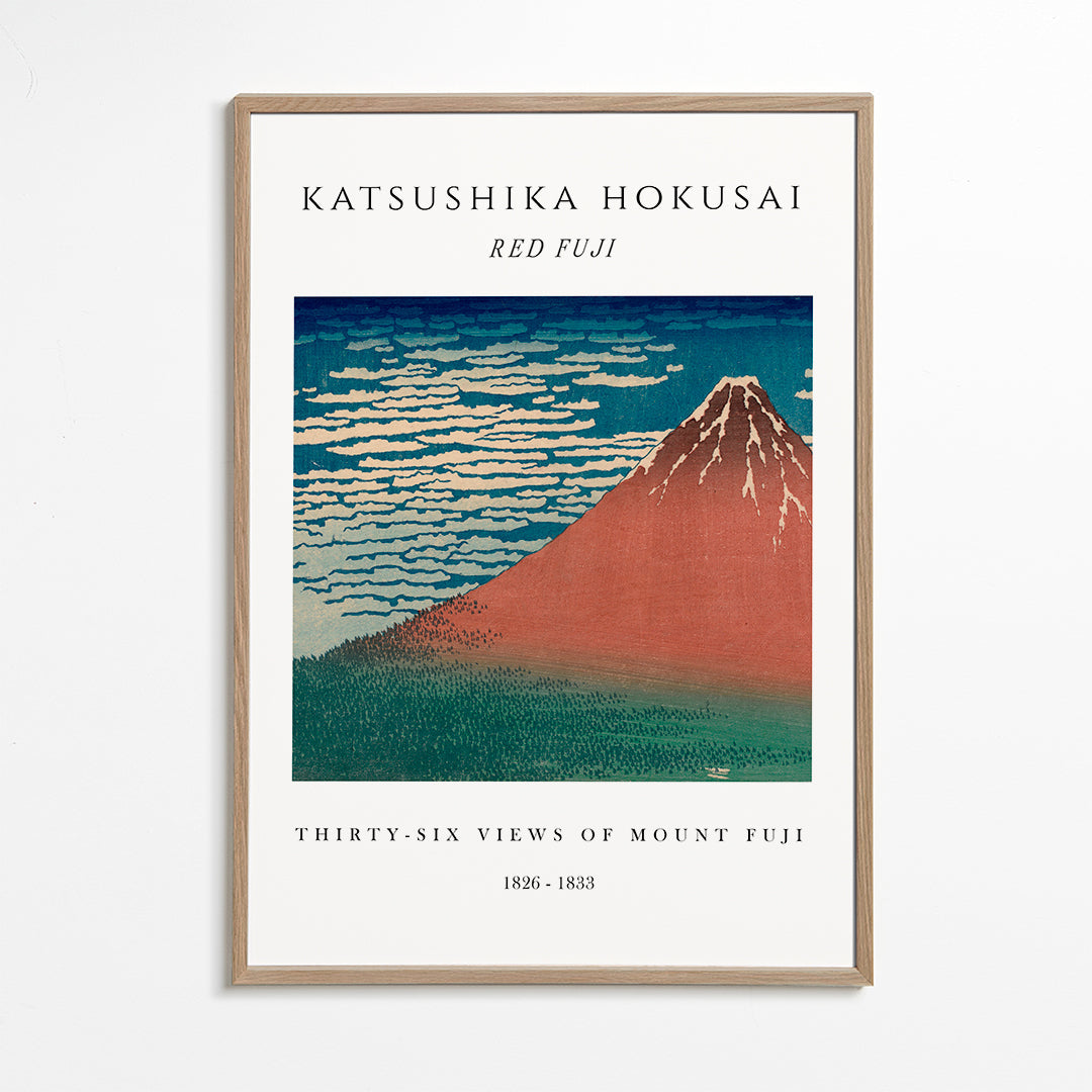 Red Fuji Exhibition White - Katsushika Hokusai