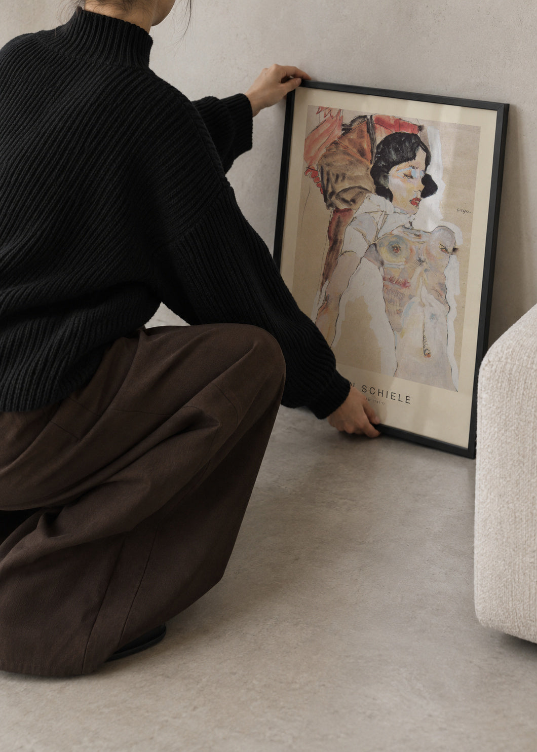 The Dream (Special Edition) - Egon Schiele - Framed poster in an interior