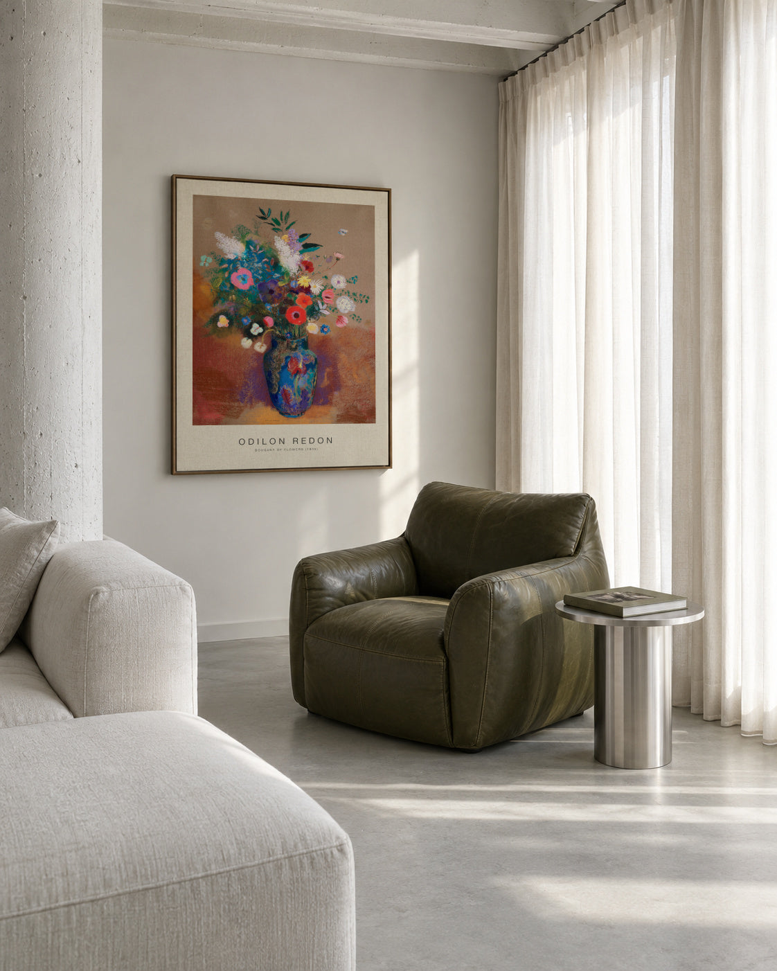 Bouquet of Flowers (Special Edition) - Odilon Redon - Framed canvas in an interior