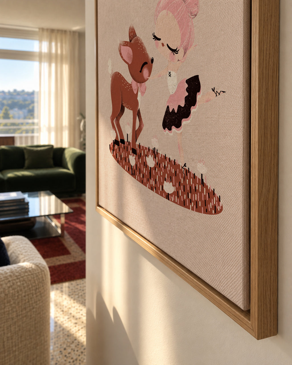The Fawn and the Ballerina - Framed canvas detail