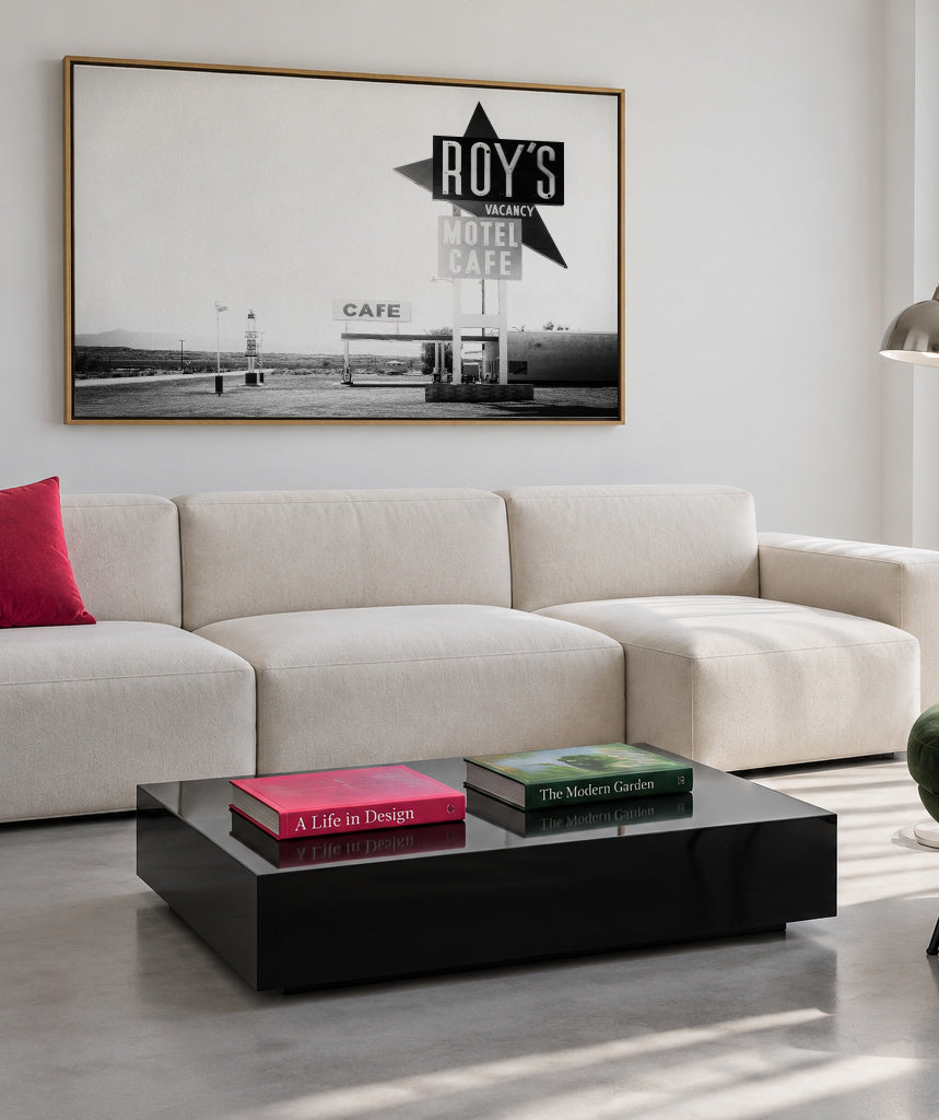 Black Arizona - Route 66 Motel Cafe - Framed canvas in an interior