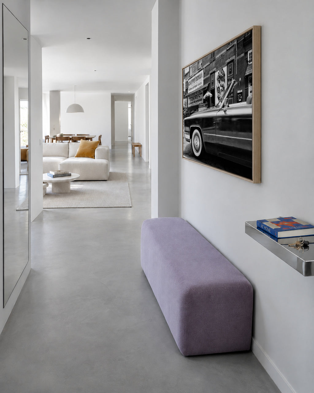 Black Manhattan - Classic Car - Framed canvas in an interior