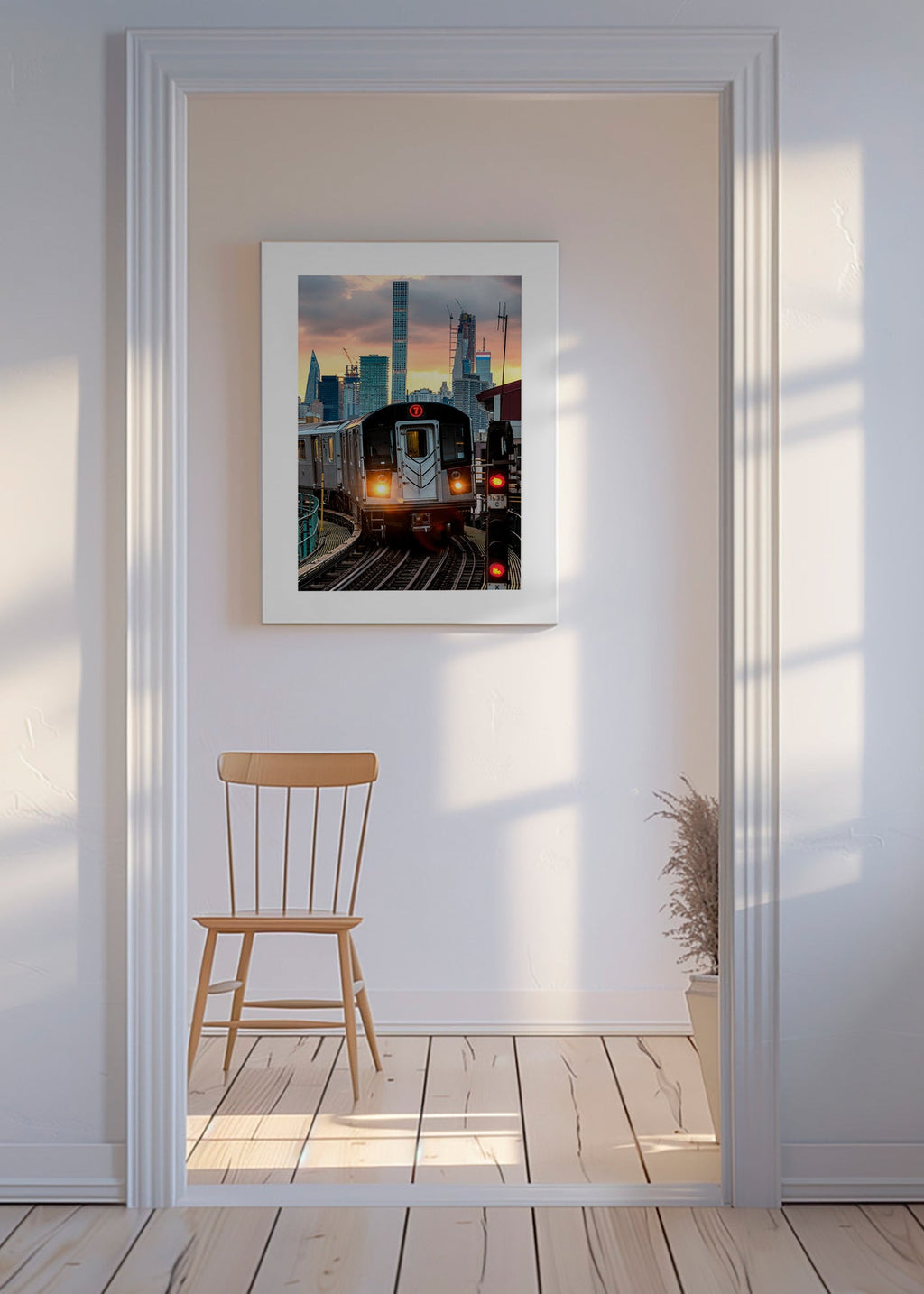 Cuadro de ciudades: Metro 7 de Nueva York al atardecer – Canvas