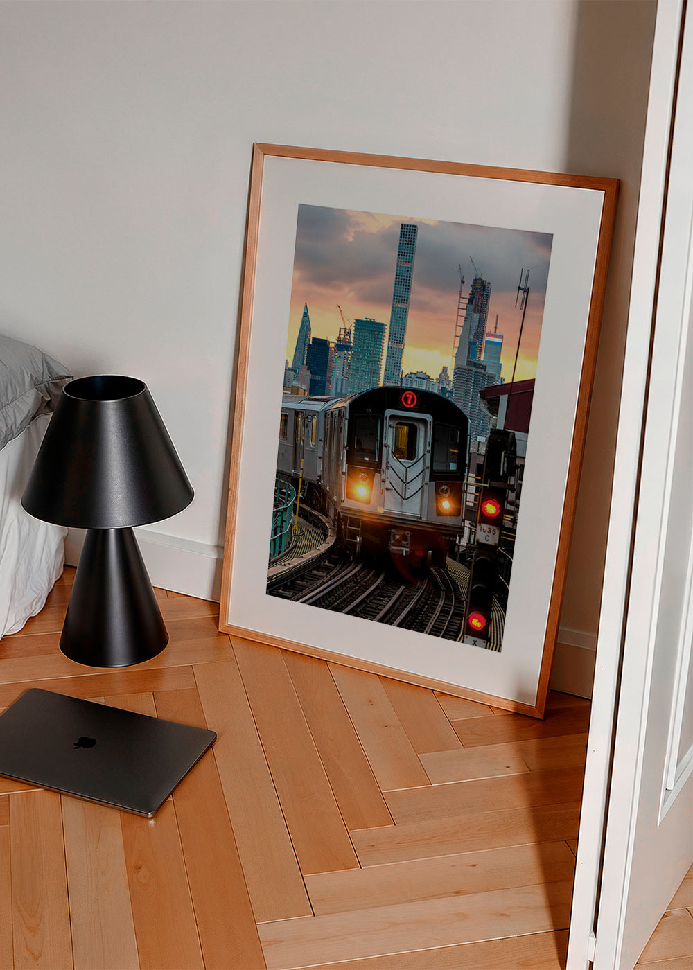 Cuadro de ciudades: Metro 7 de Nueva York al atardecer – Product2