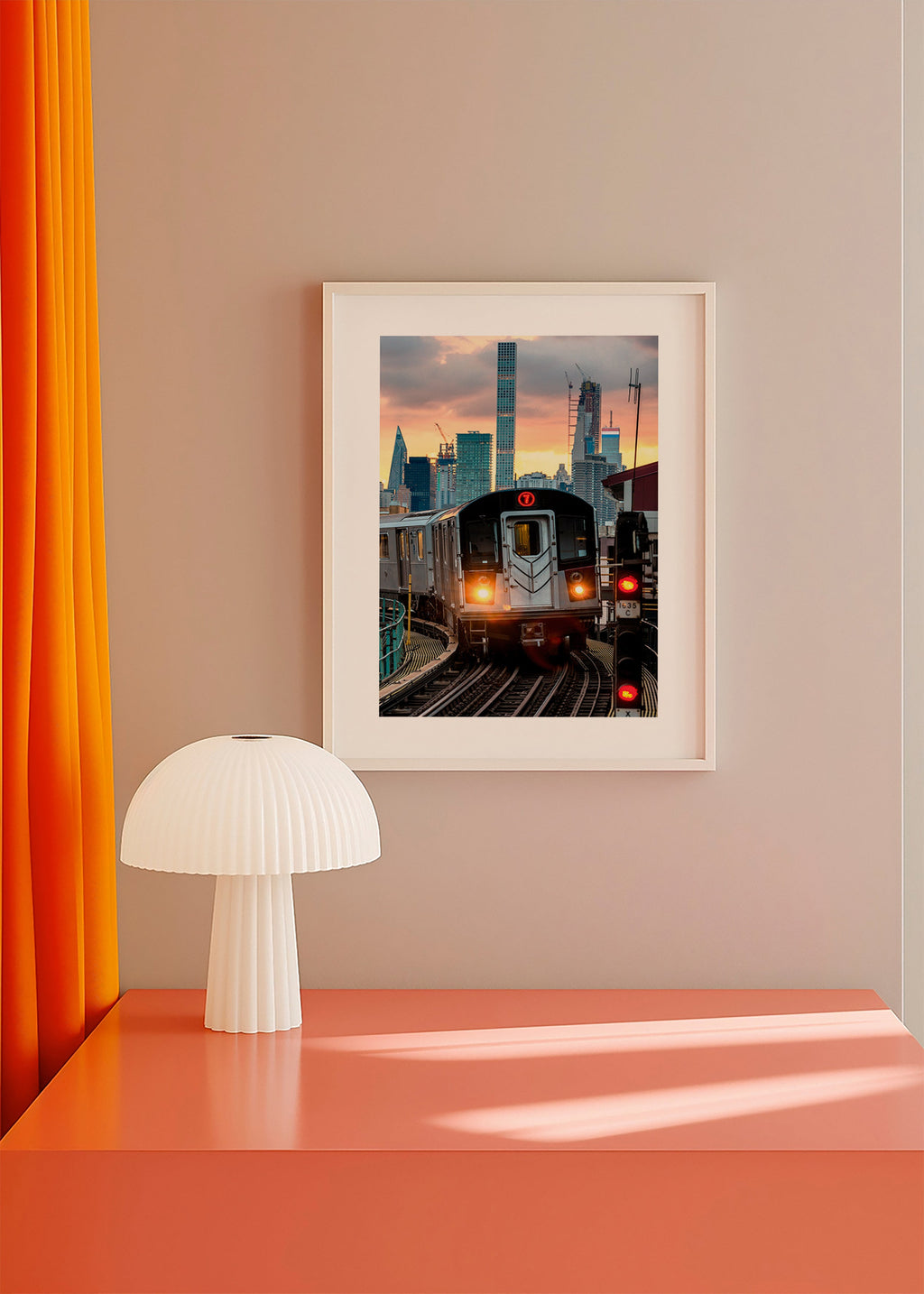 Cuadro de ciudades: Metro 7 de Nueva York al atardecer – Product3
