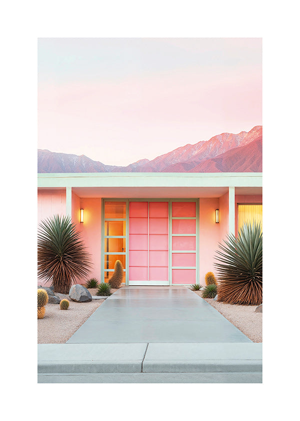 Lámina botánica Palm Springs en rosa