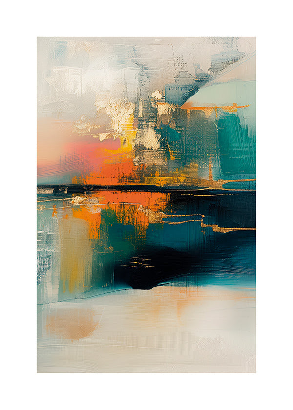 Cuadro abstracto con reflejos acuáticos