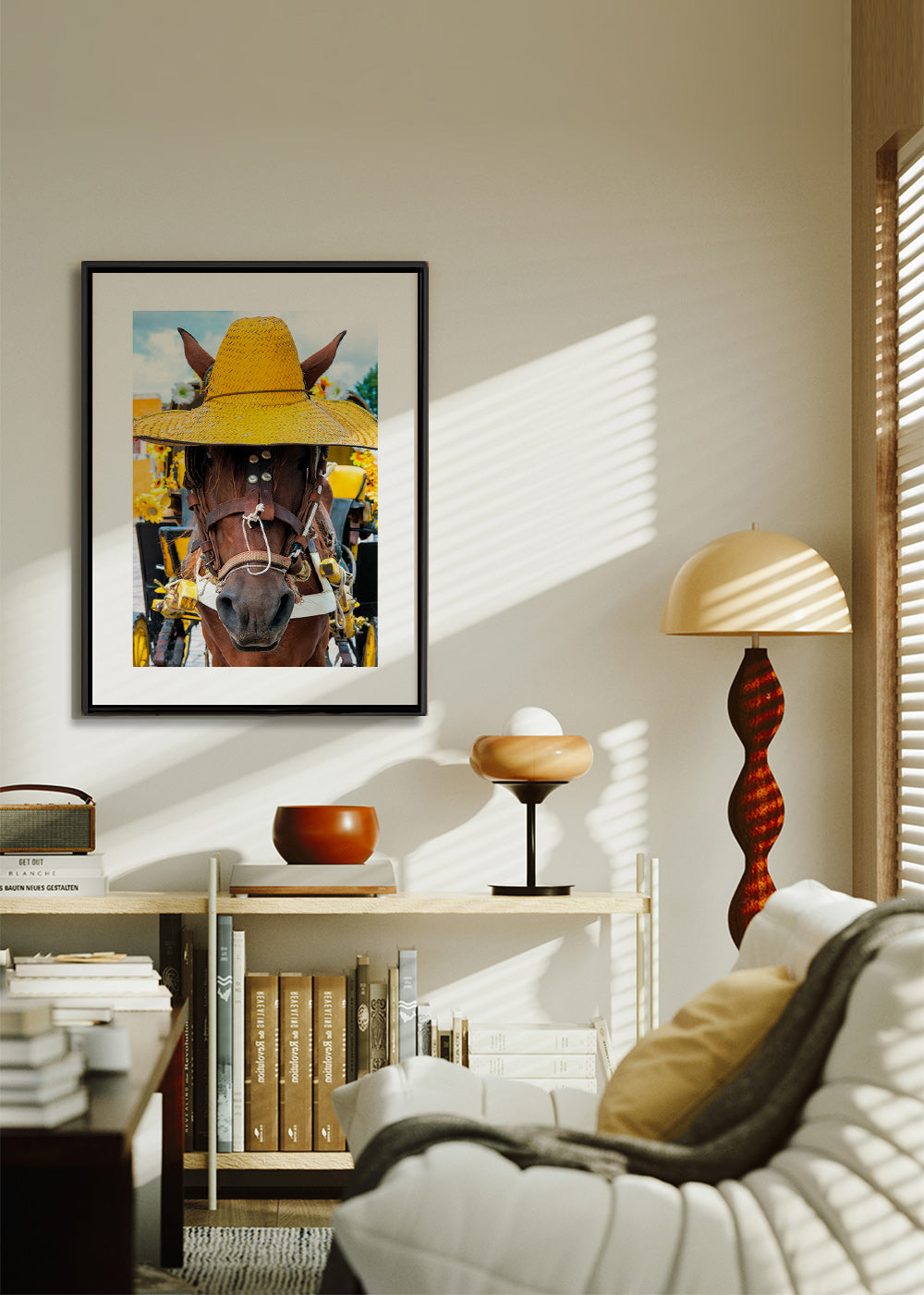 Cuadro de caballo con sombrero amarillo – Canvas1
