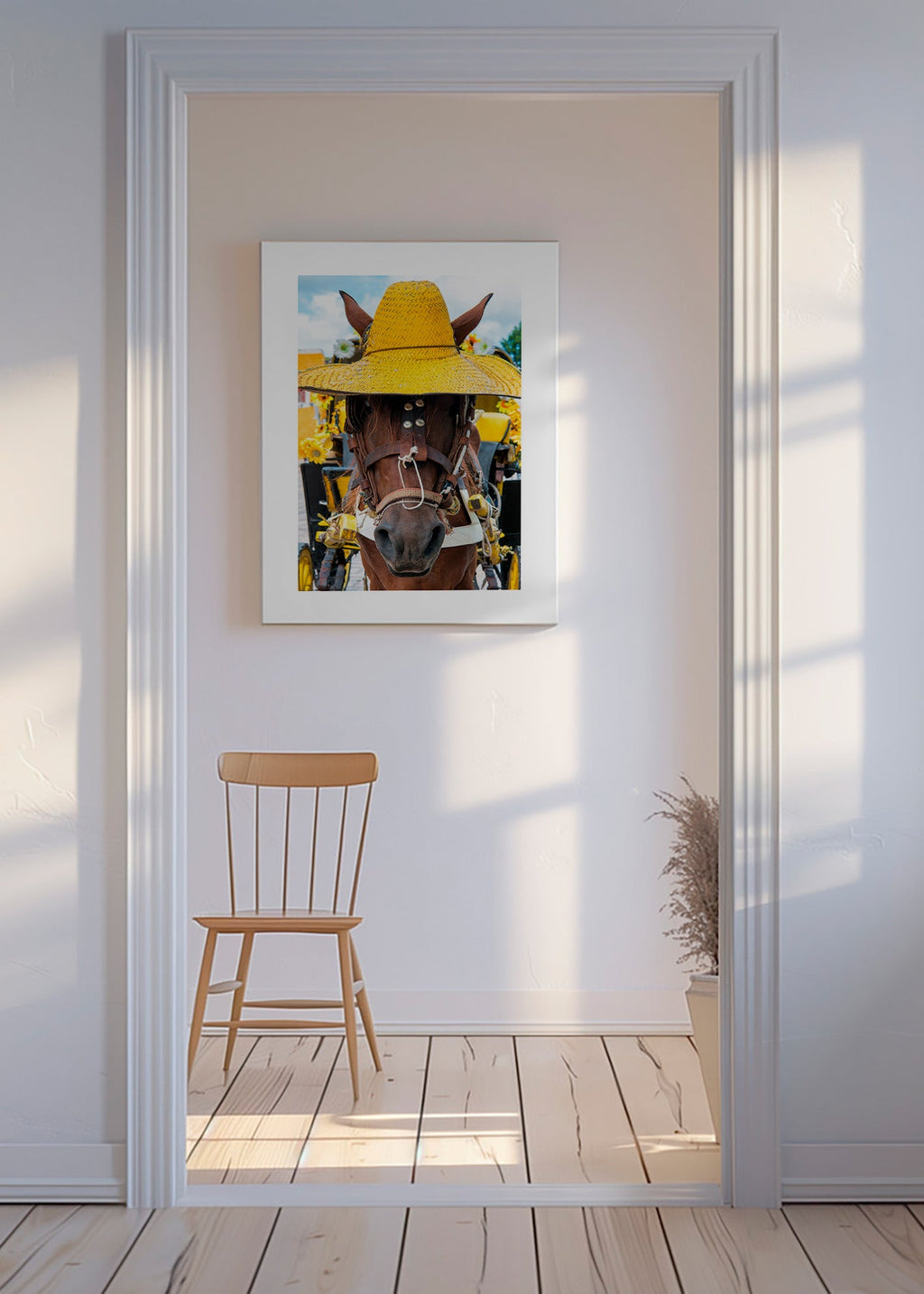 Cuadro de caballo con sombrero amarillo – Canvas