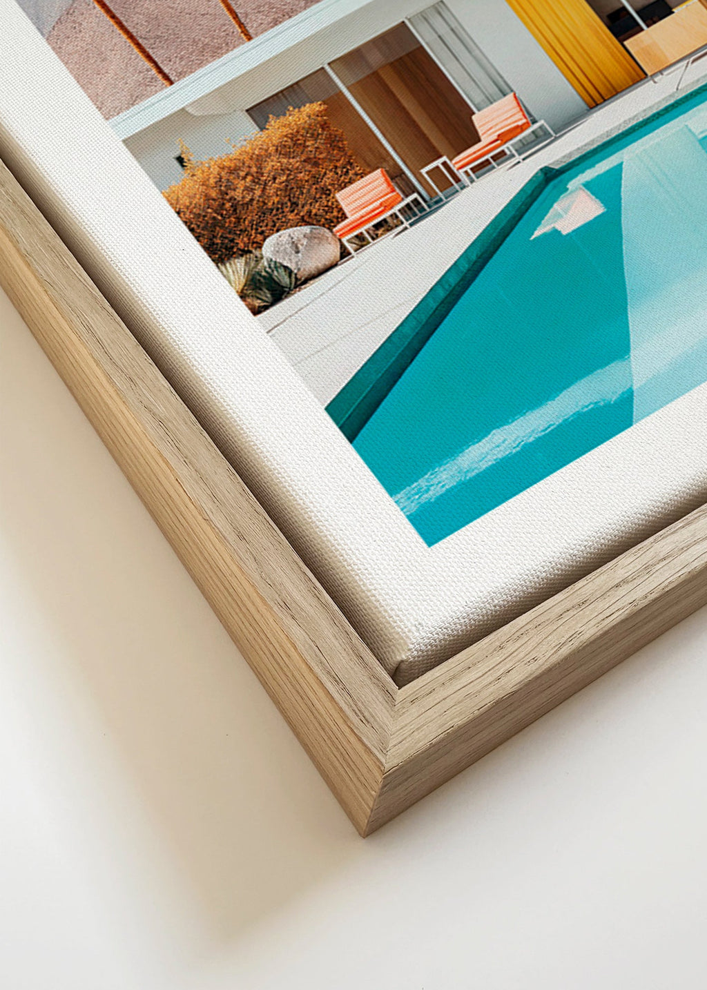 Cuadro de paisaje con piscina y palmeras – Canvas detail