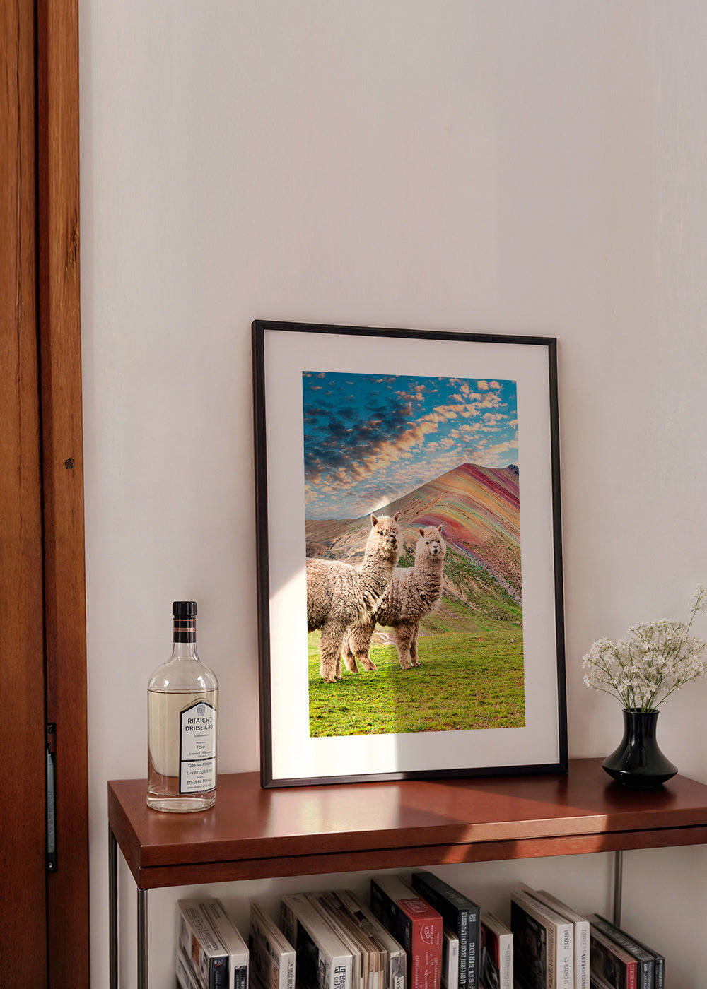 Cuadro alpacas en montaña arcoíris – Product1