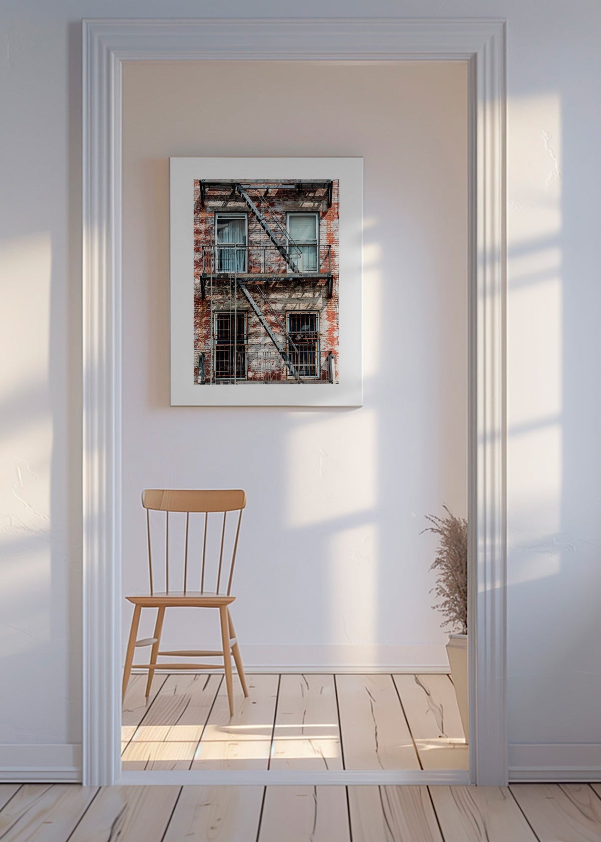 Fotografía de fachada con escalera de incendios – Canvas