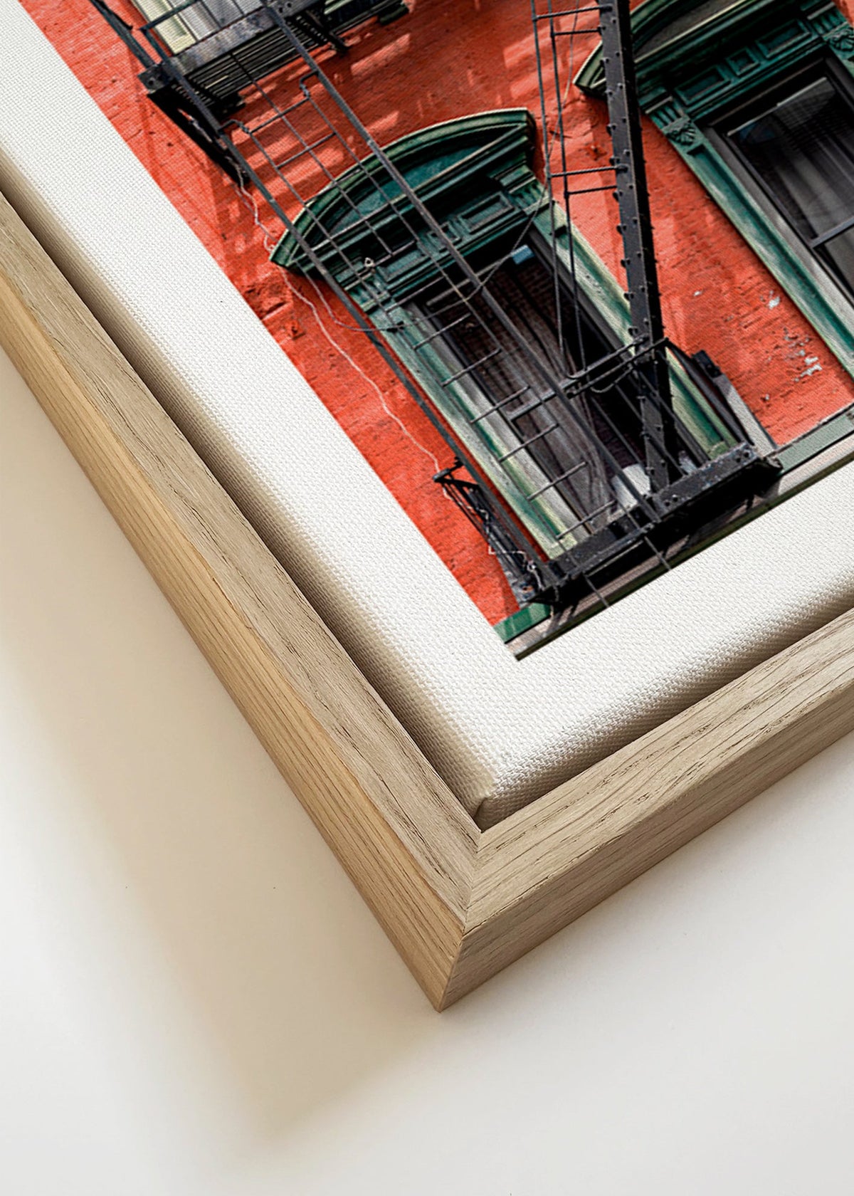 Cuadro de ciudades: fachada de NY con escalera de emergencia – Canvas detail