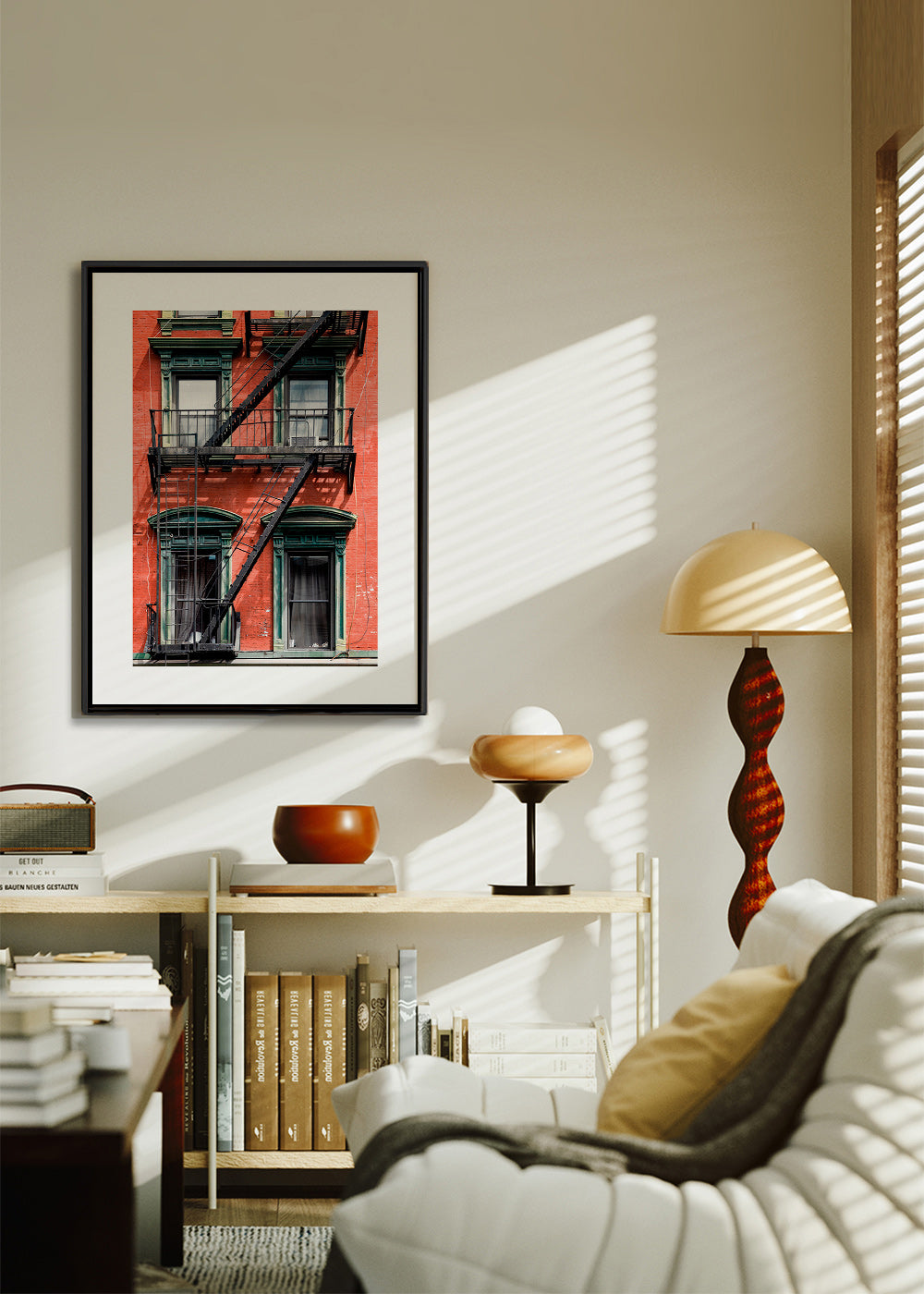 Cuadro de ciudades: fachada de NY con escalera de emergencia – Canvas1