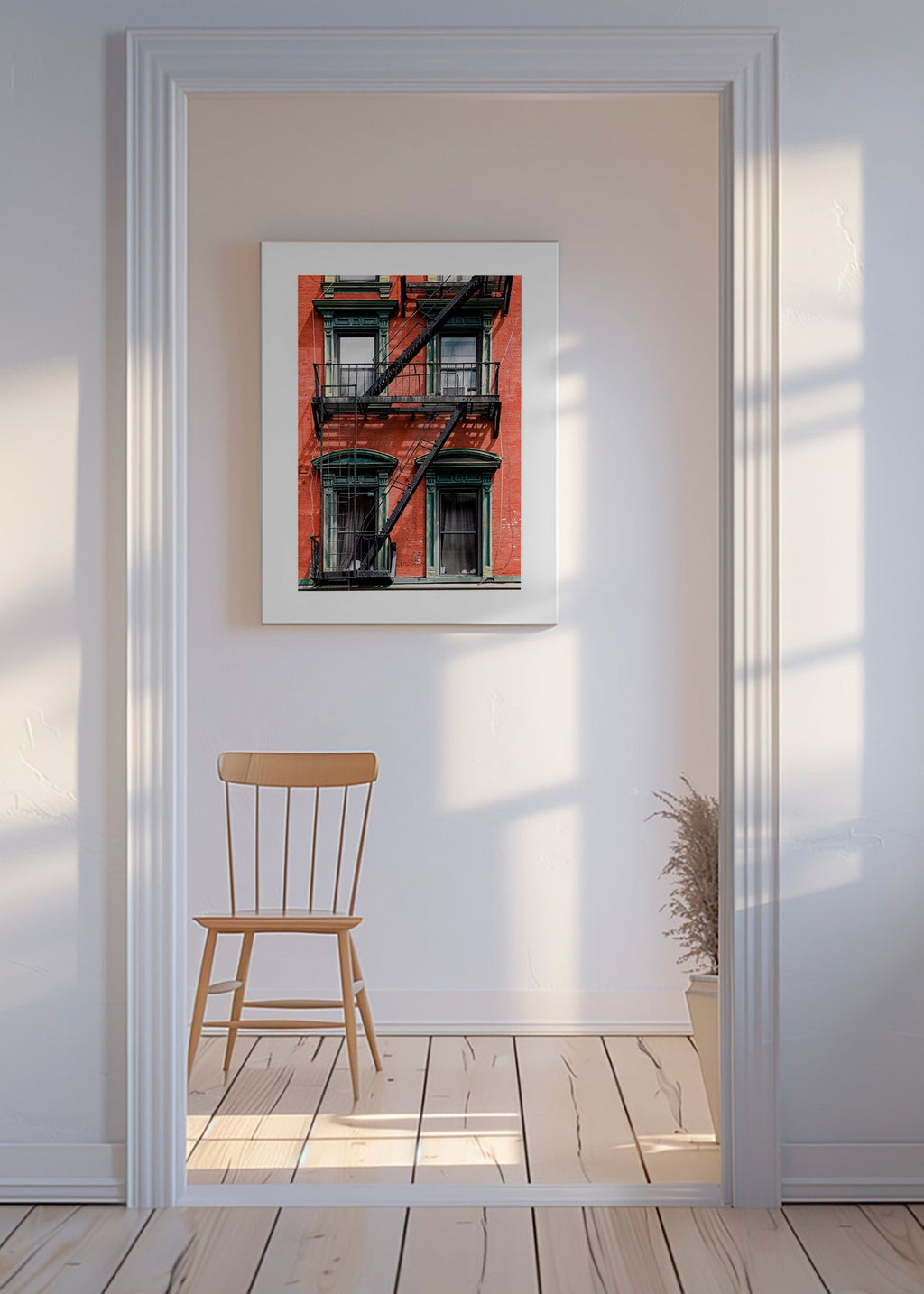 Cuadro de ciudades: fachada de NY con escalera de emergencia – Canvas
