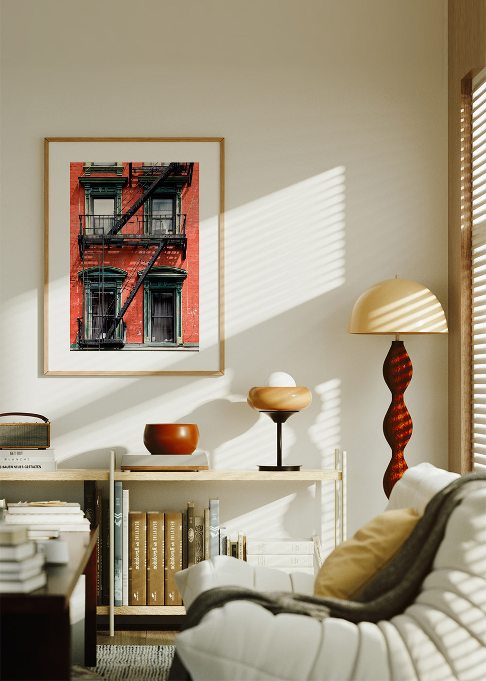 Cuadro de ciudades: fachada de NY con escalera de emergencia – Product2