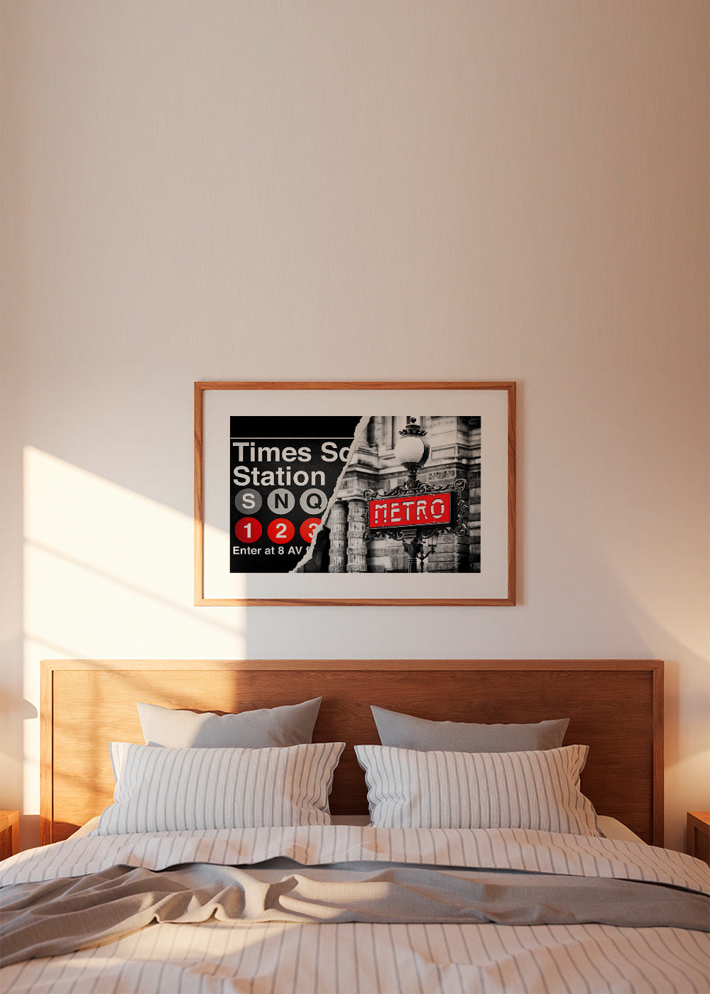 Cuadro de ciudades con letrero Metro en rojo – Product1