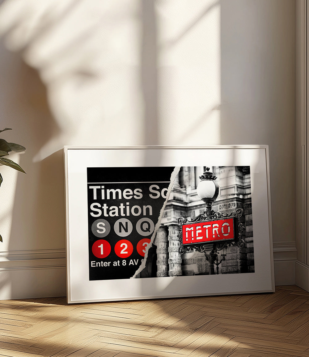Cuadro de ciudades con letrero Metro en rojo – Product2