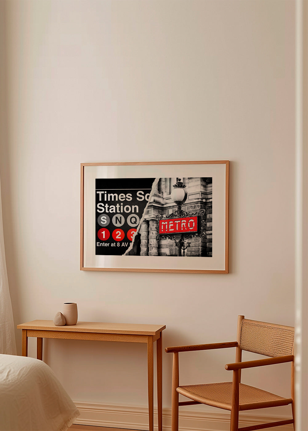 Cuadro de ciudades con letrero Metro en rojo – Product3