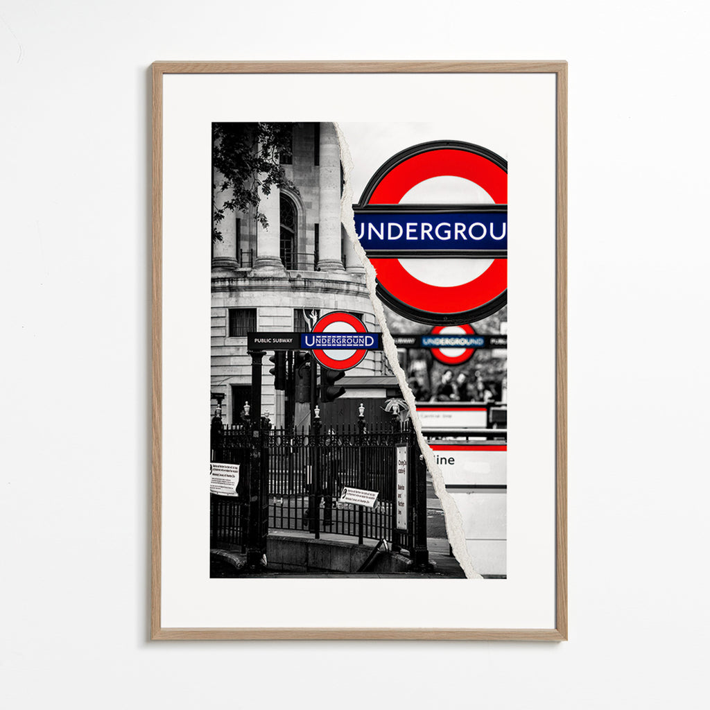 Cuadro de ciudades con rótulo Underground en Londres – Oak Frame