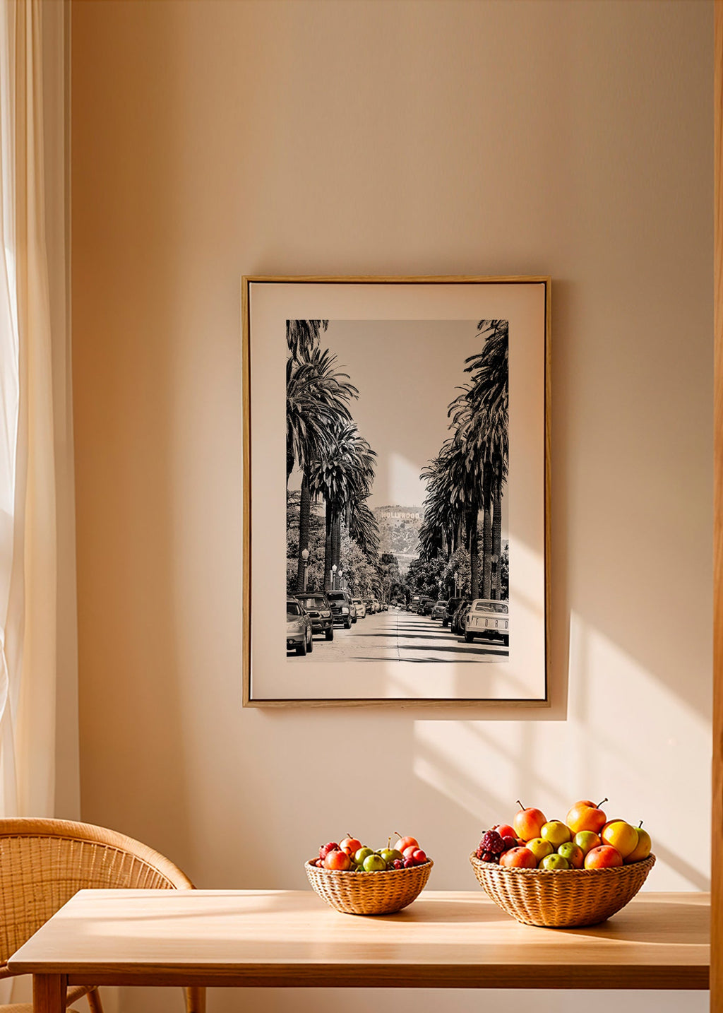 Cuadro de ciudades Hollywood en blanco y negro con palmeras – Canvas2