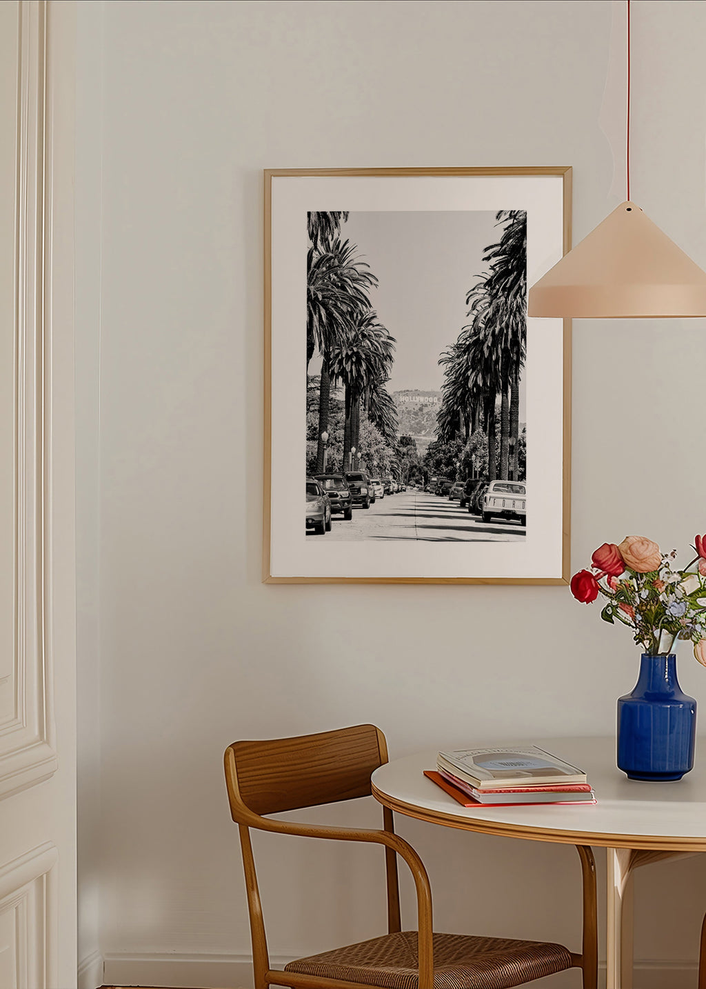 Cuadro de ciudades Hollywood en blanco y negro con palmeras – Product1
