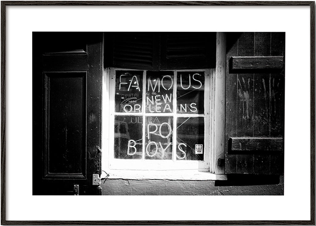 Cuadro de cocina con letrero New Orleans en blanco y negro – Black Frame