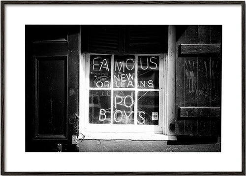 Cuadro de cocina con letrero New Orleans en blanco y negro – Black Frame
