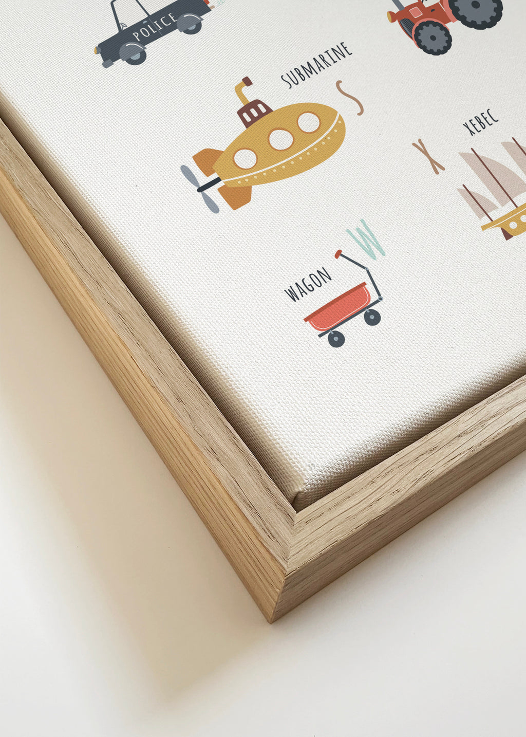 Alphabet transports (English) - Framed canvas detail