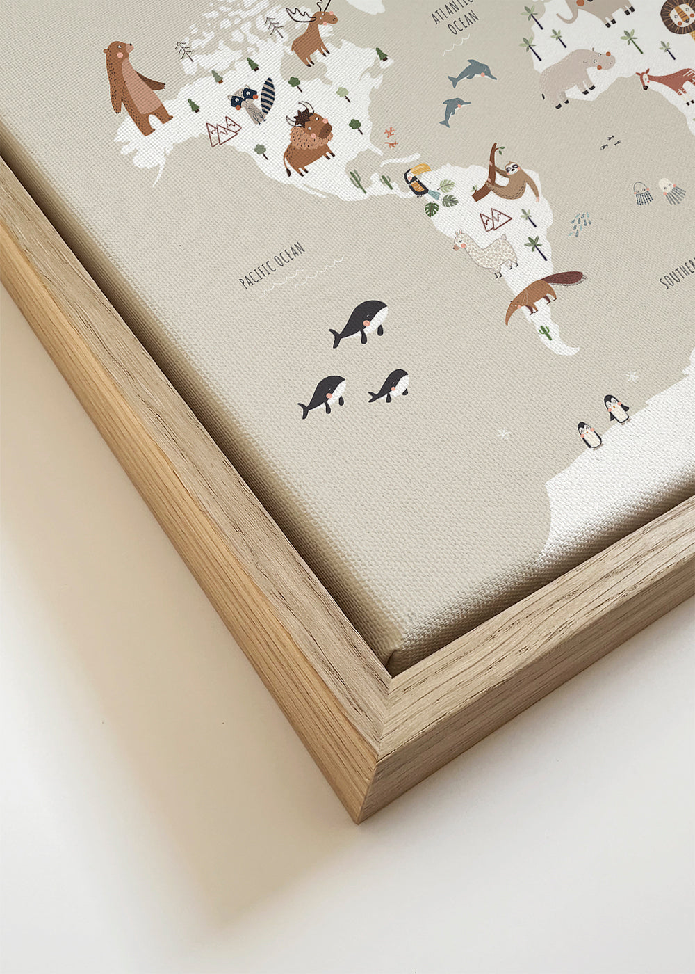Mapa con animales beige