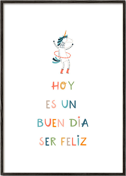 Lámina infantil con unicornio y mensaje tipográfico – Black Frame