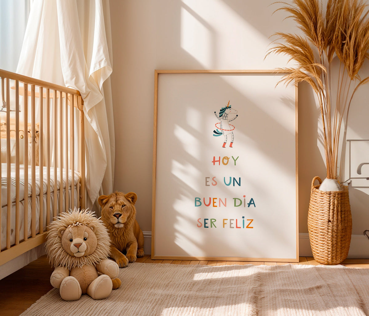 Lámina infantil con unicornio y mensaje tipográfico – Product1