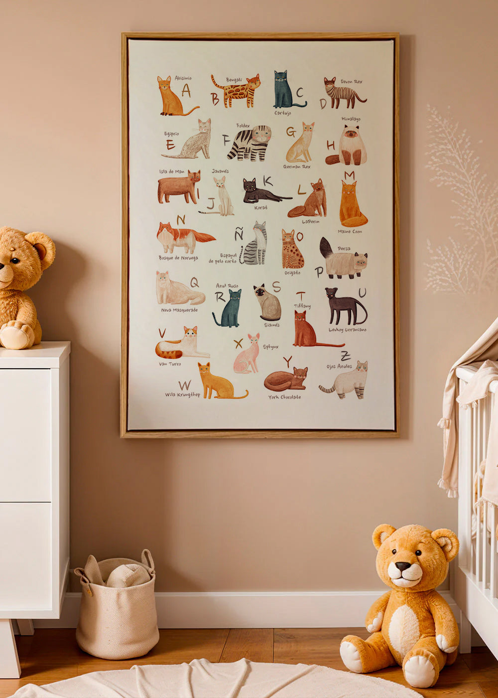 Lámina infantil Abecedario de gatos ilustrado – Canvas1