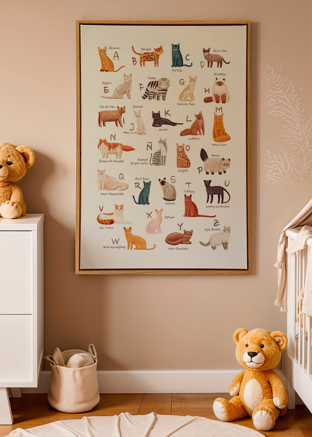Lámina infantil Abecedario de gatos ilustrado – Canvas2