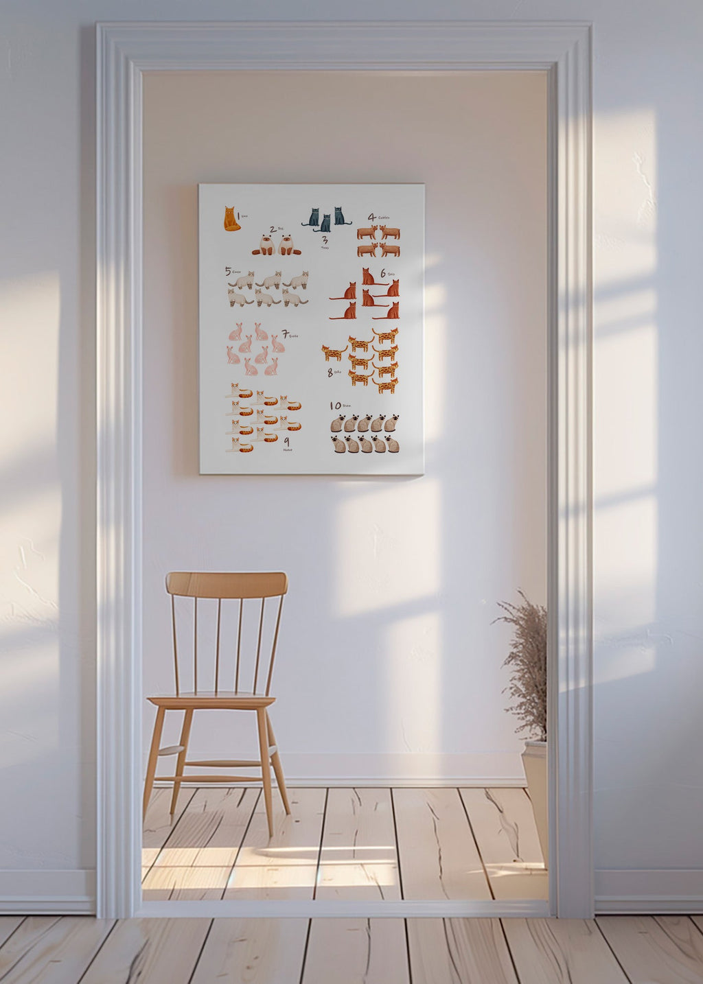 Lámina infantil con números y gatos ilustrados – Canvas