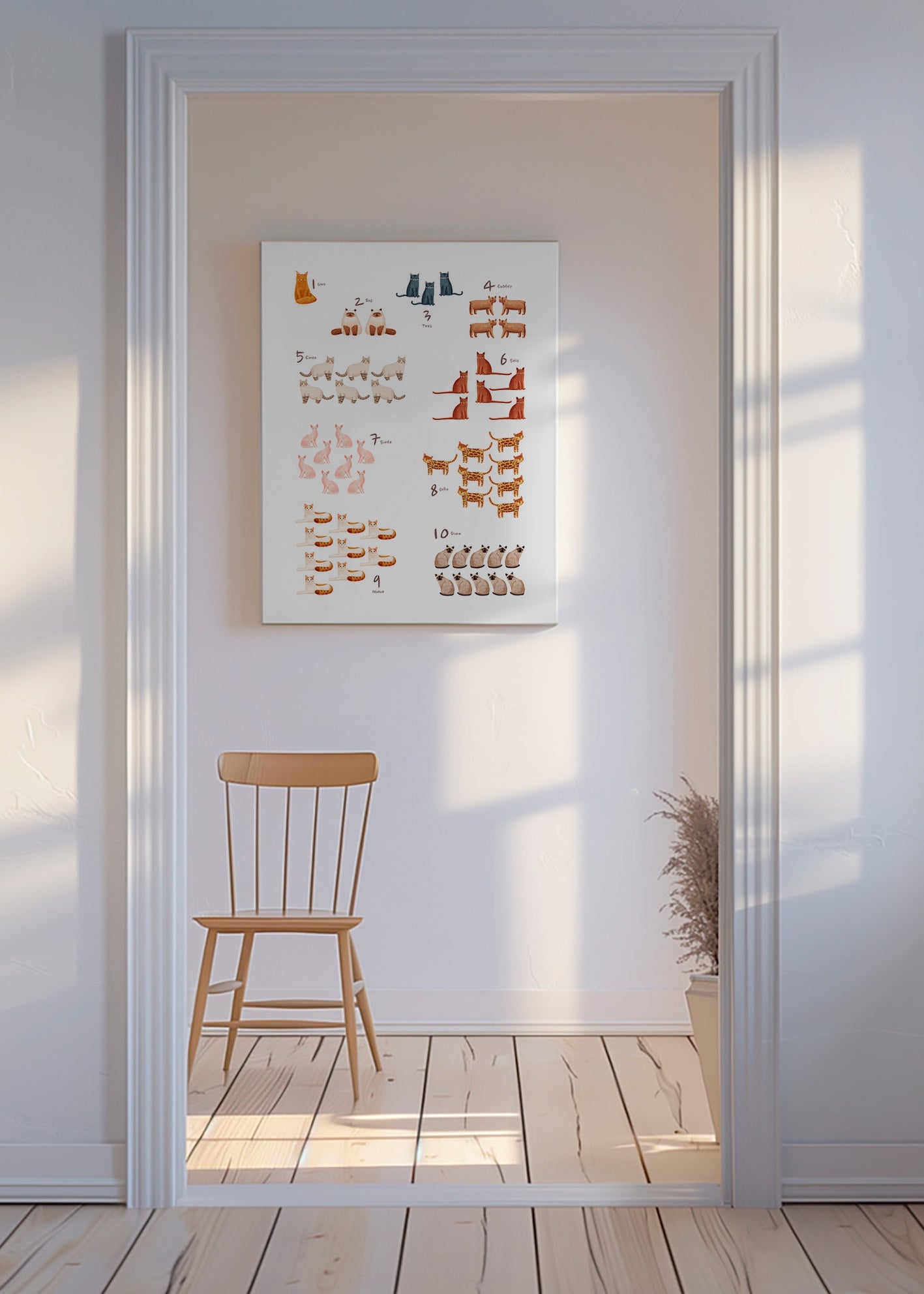 Lámina infantil con números y gatos ilustrados – Canvas