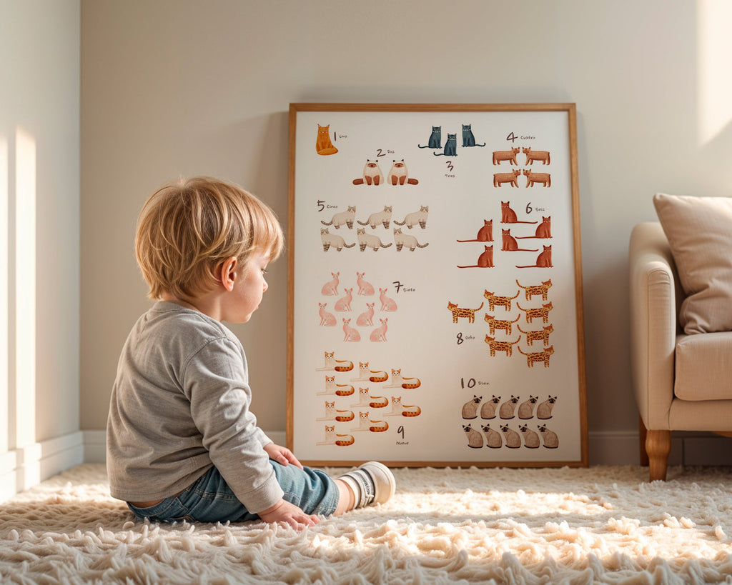 Lámina infantil con números y gatos ilustrados – Product1
