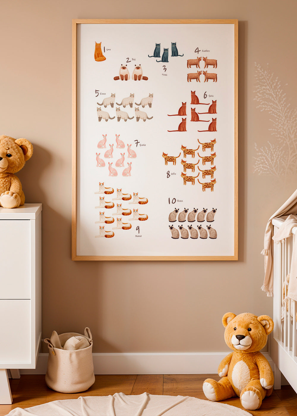 Lámina infantil con números y gatos ilustrados – Product2
