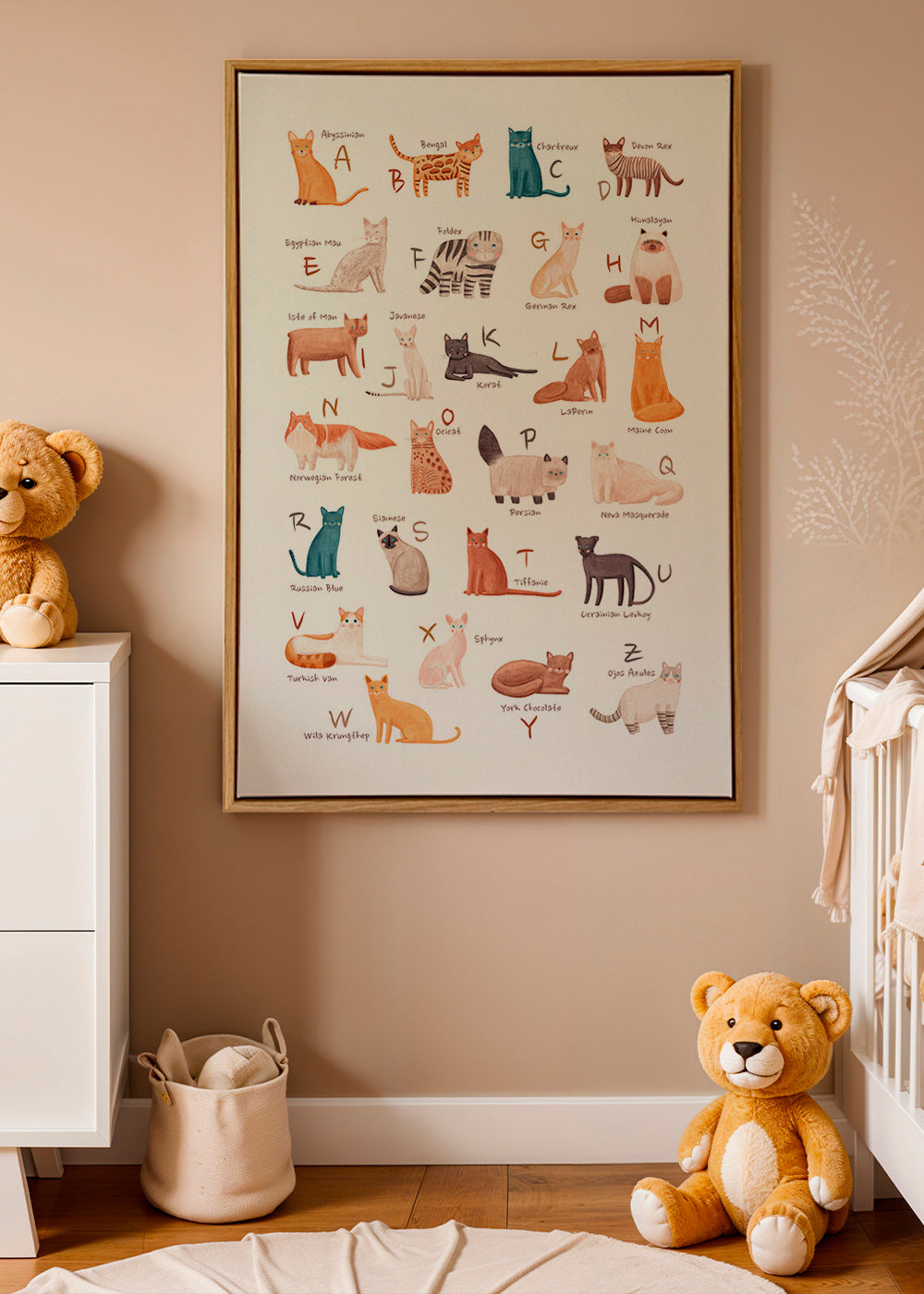 Lámina infantil: abecedario de gatos ilustrados – Canvas1