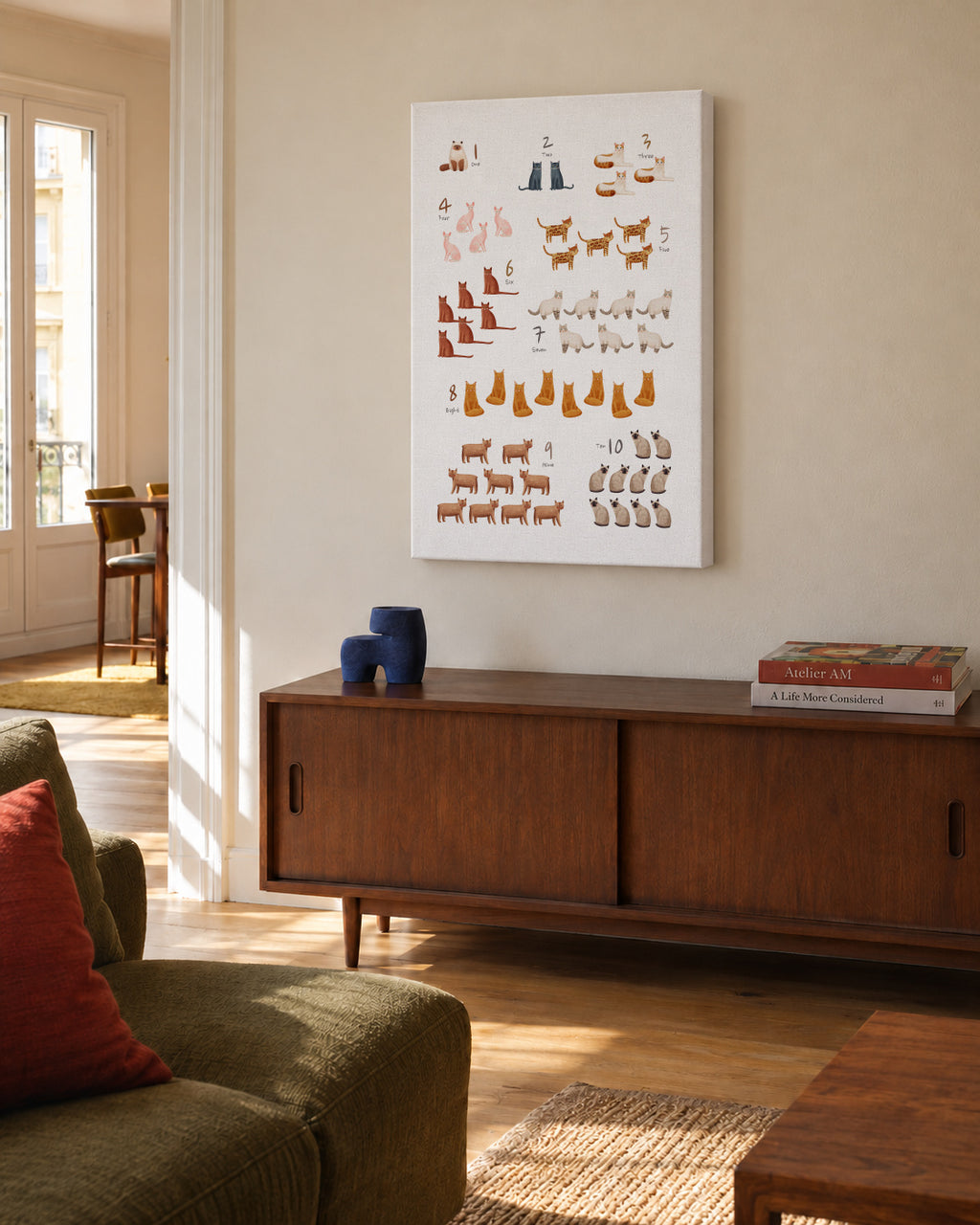 Números de 1 al 10 gatos (ingles) - Unframed canvas in an interior