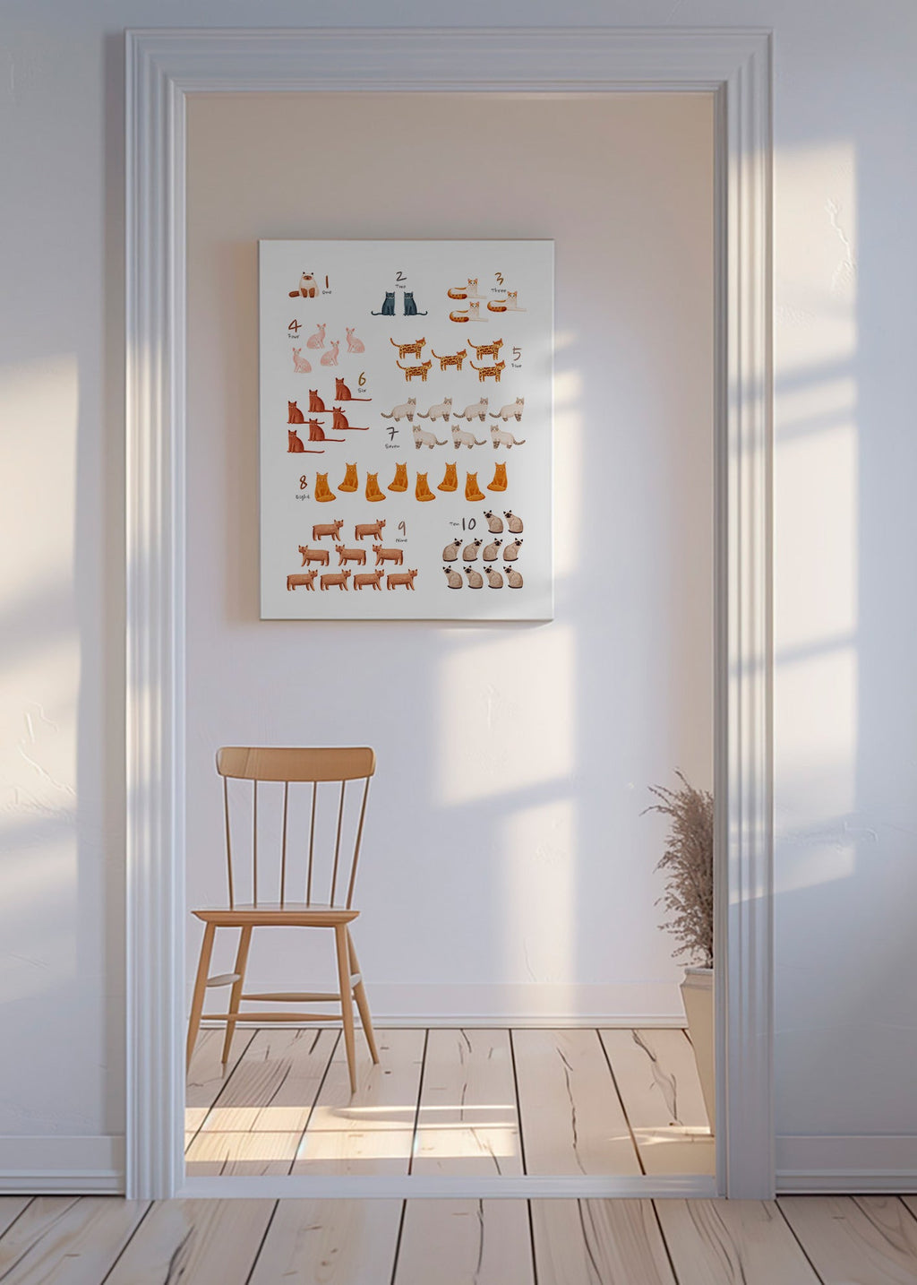 Lámina infantil con números y gatos ilustrados – Canvas